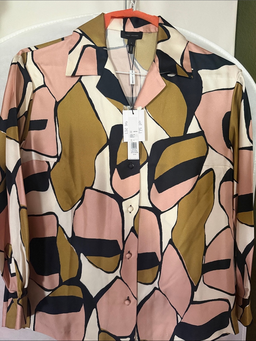 Marc Jacobs Pink Olive Black Abstract Button-Down Shirt